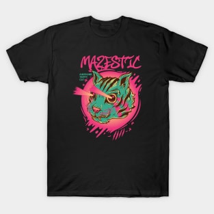 Mazestic Awesome Trippy Super power Cat Cats Retro with eye laser T-Shirt